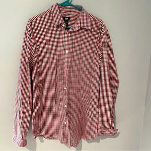 H&M | Mens Size Large | Button Down Long sleeve Shirt | Red, Blue & White